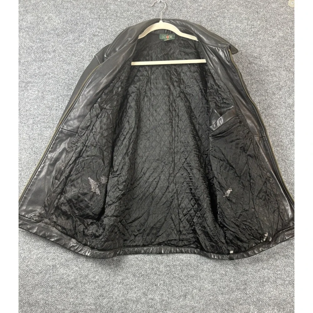J Crew Leather Jacket Mens‎ Size S Black Zip Front Quilted Lined Collared